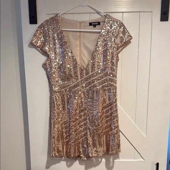 Missguided | Pants & Jumpsuits | Gold Sequin Short Sleeve Dress | Poshmark